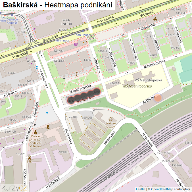 Mapa Baškirská - Firmy v ulici.