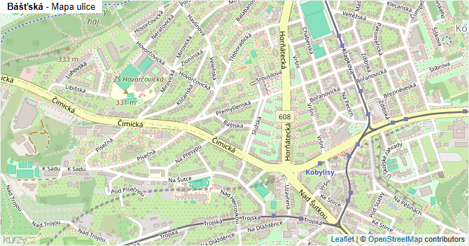 Bášťská - mapa ulice