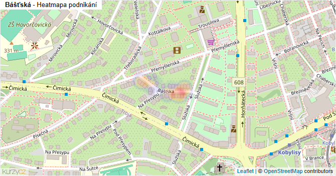 Bášťská - mapa podnikání