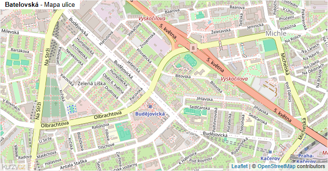 Batelovská - mapa ulice