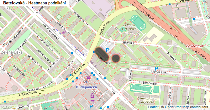 Batelovská - mapa podnikání