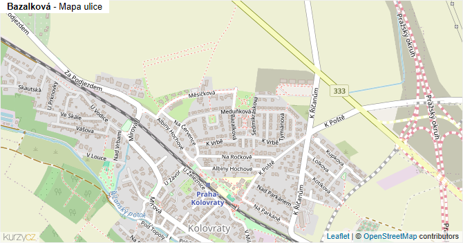 Bazalková - mapa ulice
