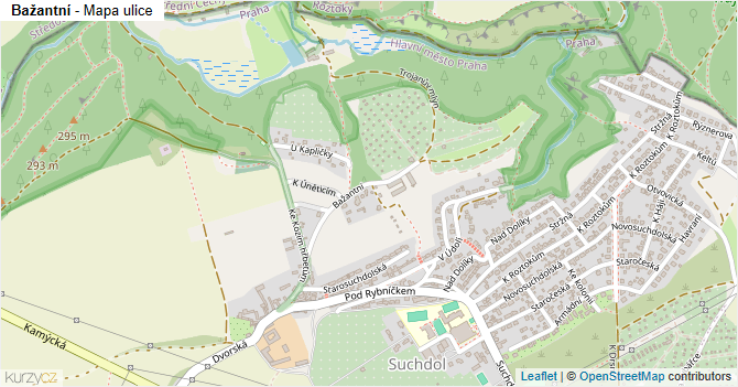 Bažantní - mapa ulice