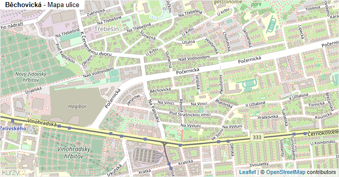 Běchovická - mapa ulice