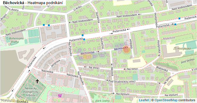 Běchovická - mapa podnikání