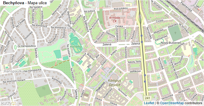 Bechyňova - mapa ulice