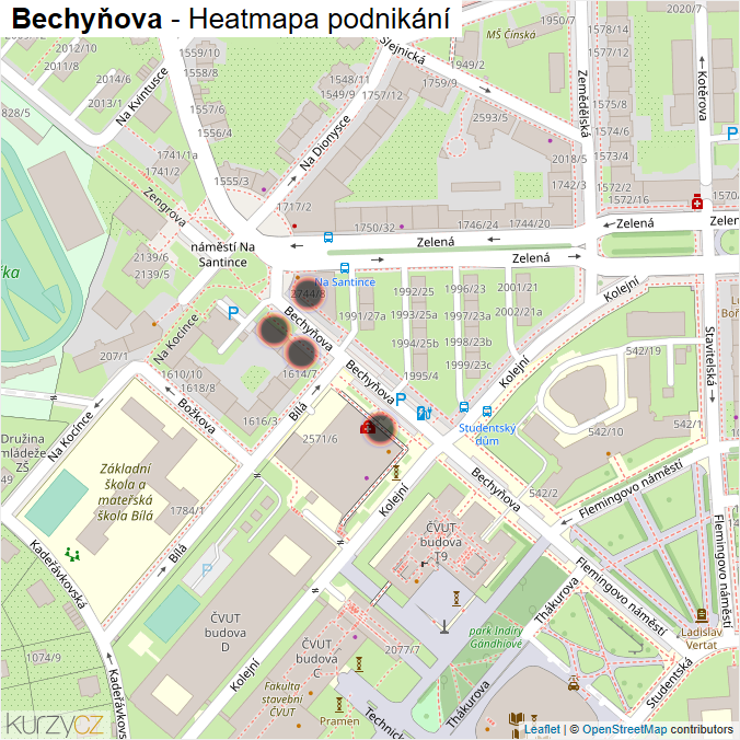 Mapa Bechyňova - Firmy v ulici.