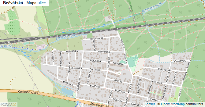 Bečvářská - mapa ulice