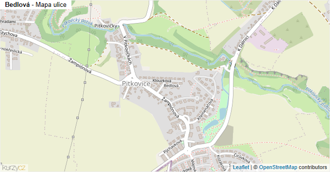 Bedlová - mapa ulice