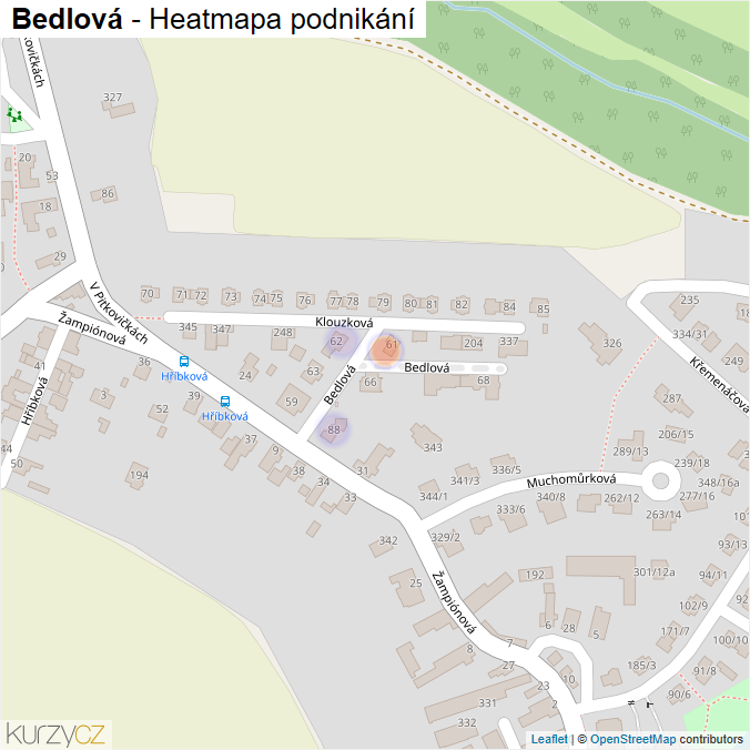 Mapa Bedlová - Firmy v ulici.