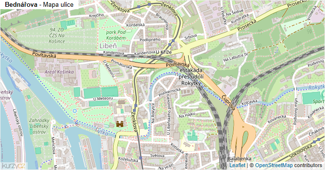 Bednářova - mapa ulice