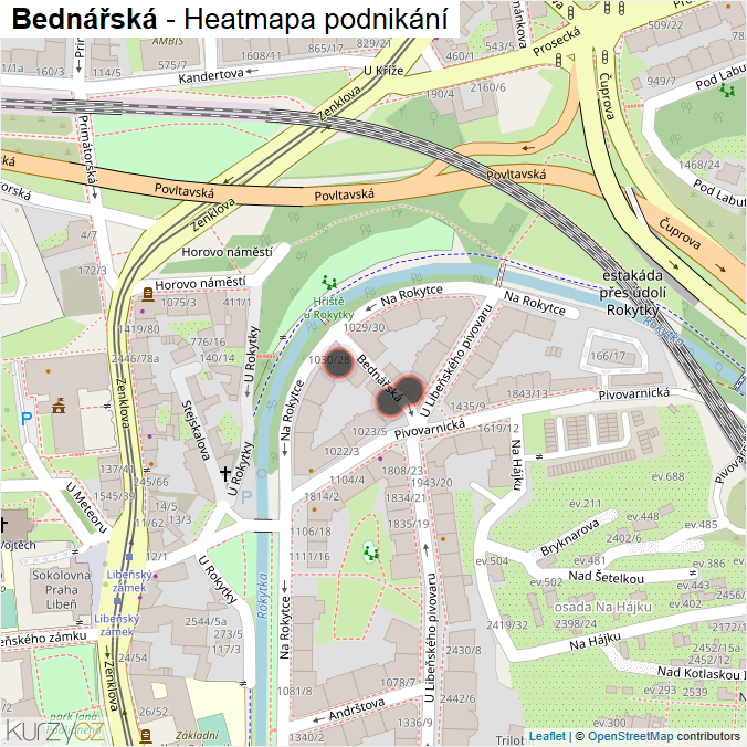 Mapa Bednářská - Firmy v ulici.