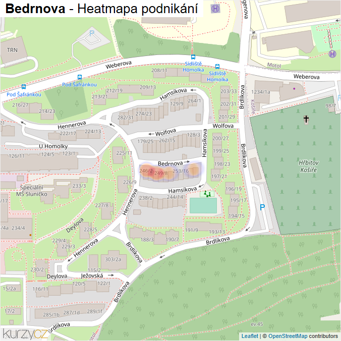 Mapa Bedrnova - Firmy v ulici.