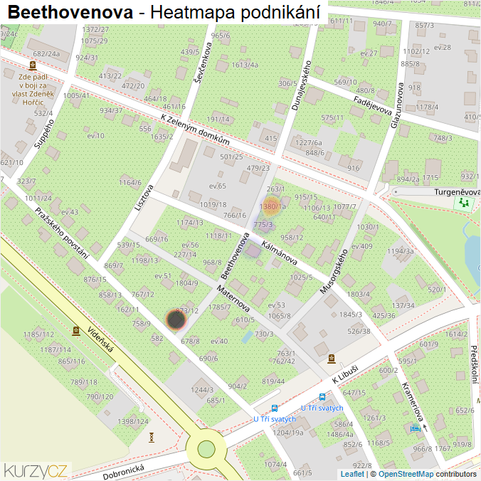 Mapa Beethovenova - Firmy v ulici.