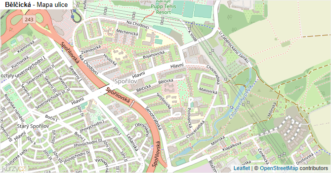 Bělčická - mapa ulice