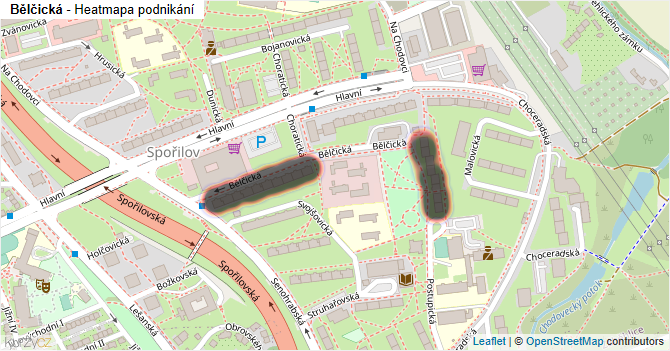 Bělčická - mapa podnikání