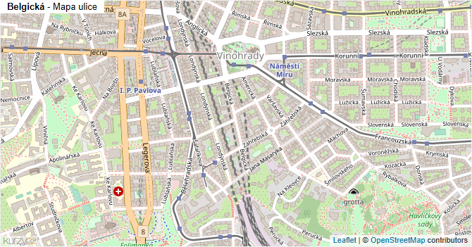 Belgická - mapa ulice