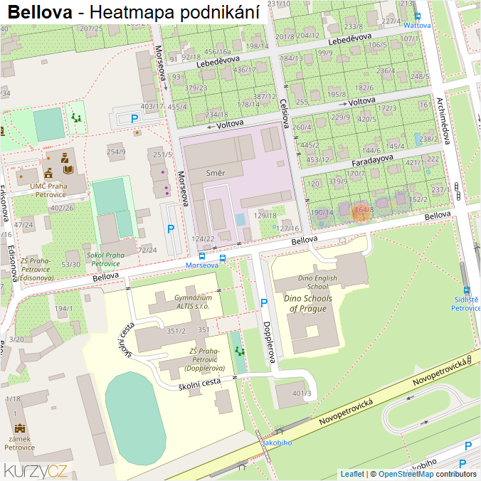 Mapa Bellova - Firmy v ulici.