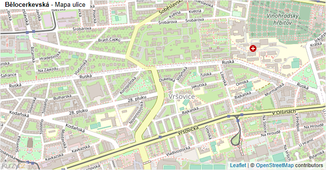 Bělocerkevská - mapa ulice