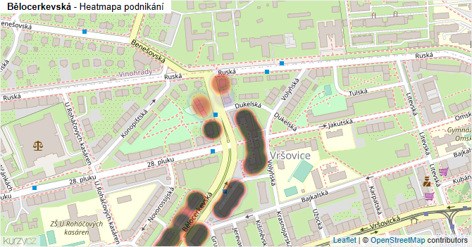 Bělocerkevská - mapa podnikání