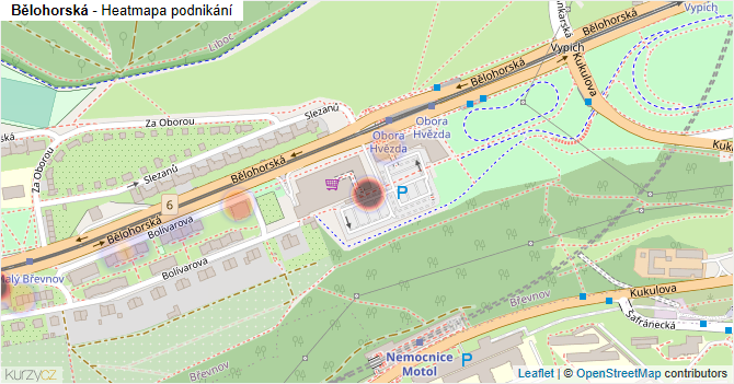 Bělohorská - mapa podnikání