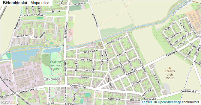Bělomlýnská - mapa ulice