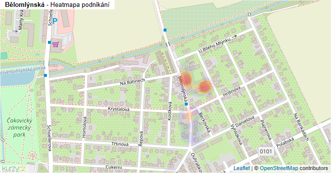 Bělomlýnská - mapa podnikání