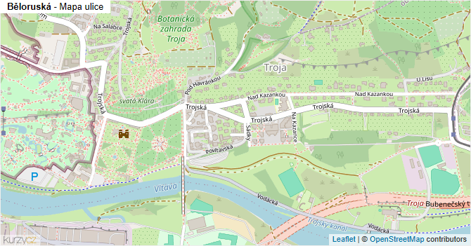Běloruská - mapa ulice