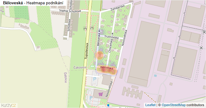 Běloveská - mapa podnikání