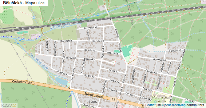 Bělušická - mapa ulice
