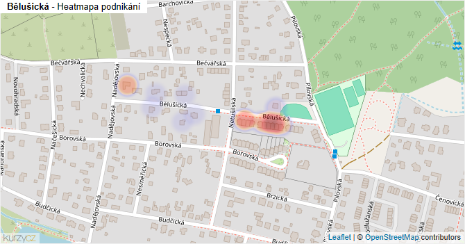 Bělušická - mapa podnikání