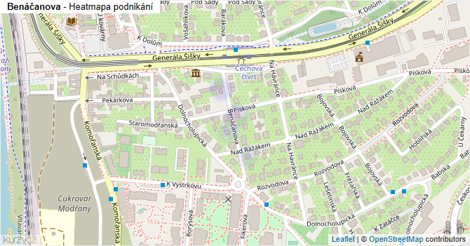 Benáčanova - mapa podnikání