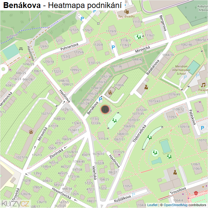 Mapa Benákova - Firmy v ulici.