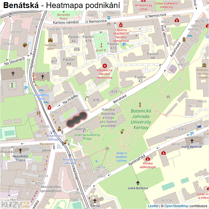 Mapa Benátská - Firmy v ulici.