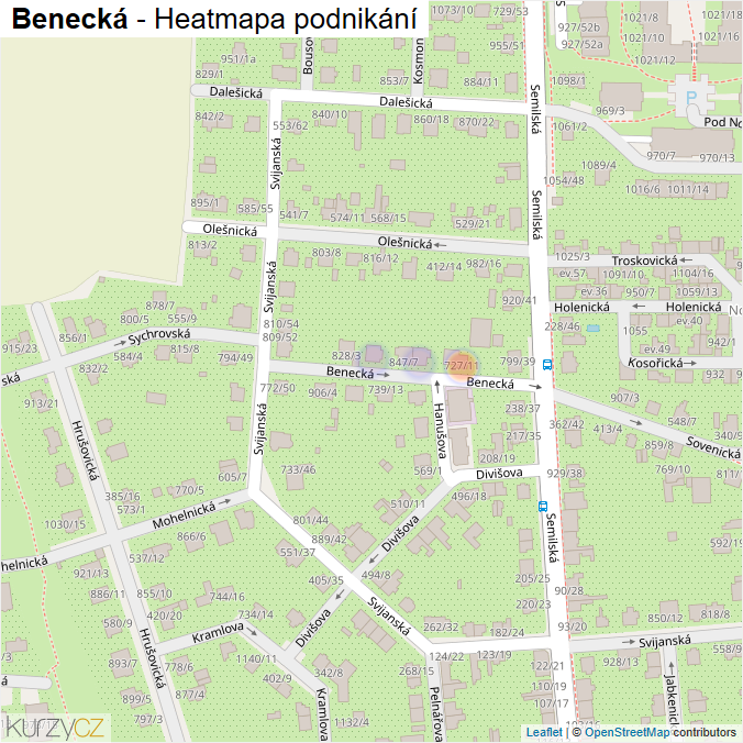 Mapa Benecká - Firmy v ulici.