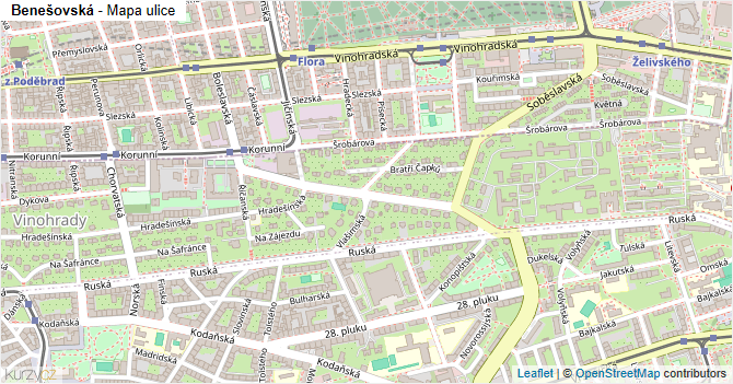 Benešovská - mapa ulice