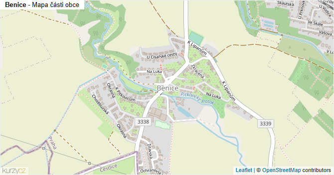 Benice - mapa části obce
