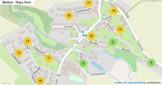 Benice - mapa firem