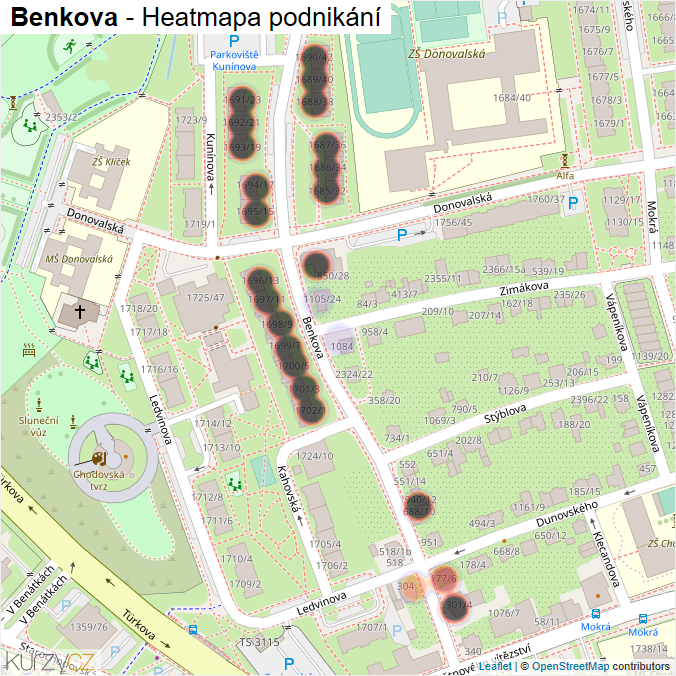 Mapa Benkova - Firmy v ulici.