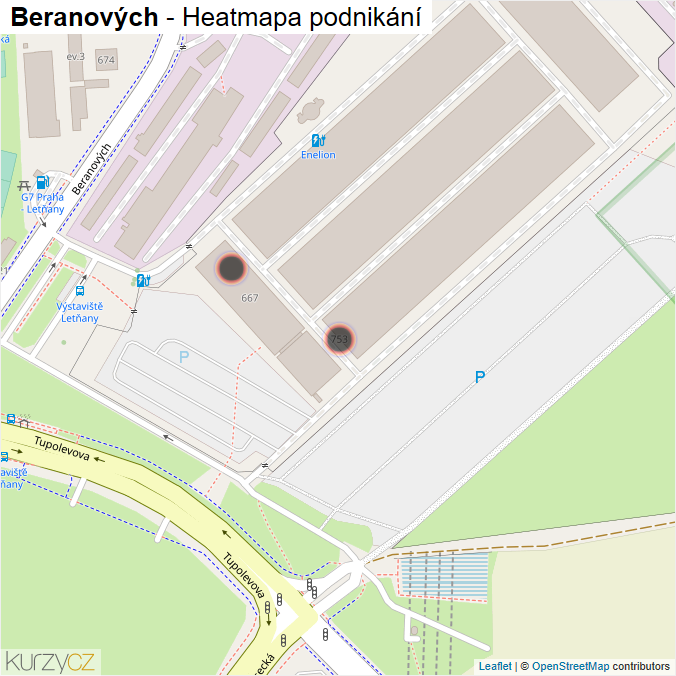 Mapa Beranových - Firmy v ulici.