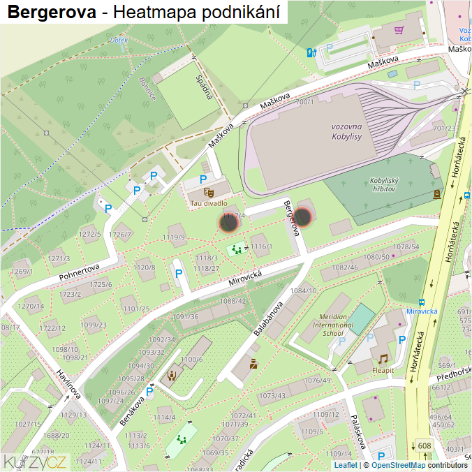 Mapa Bergerova - Firmy v ulici.