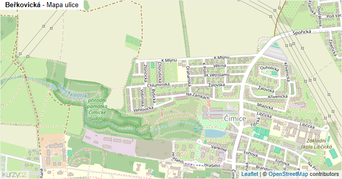 Beřkovická - mapa ulice