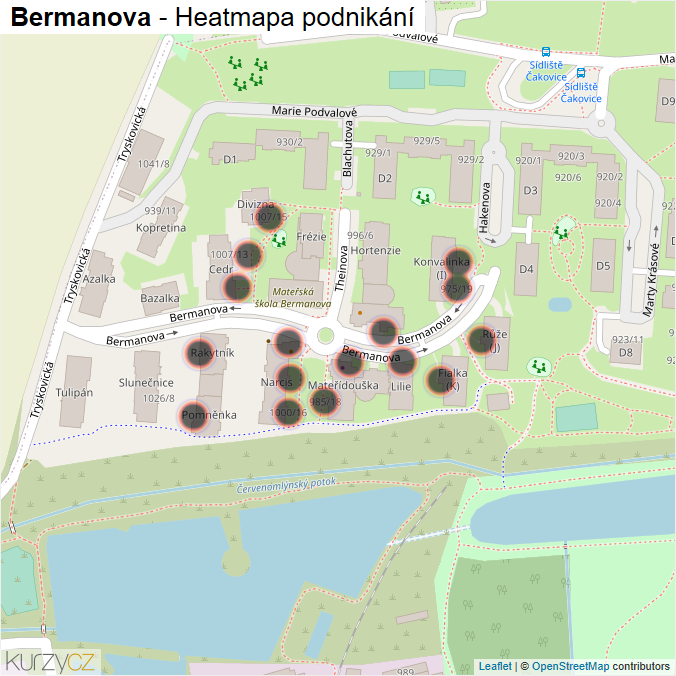 Mapa Bermanova - Firmy v ulici.