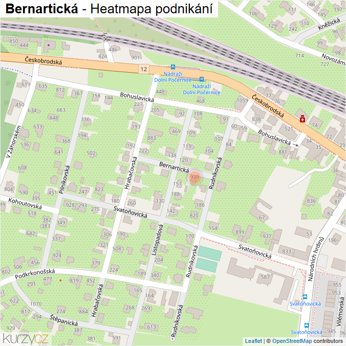 Mapa Bernartická - Firmy v ulici.