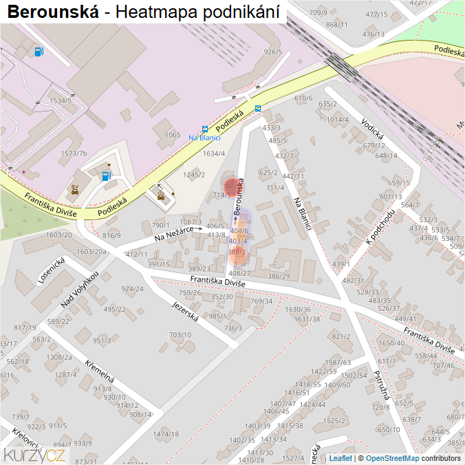 Mapa Berounská - Firmy v ulici.