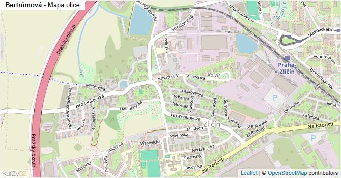 Bertrámová - mapa ulice