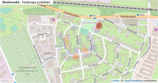 Bezdrevská - mapa podnikání
