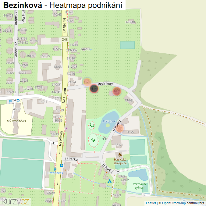 Mapa Bezinková - Firmy v ulici.