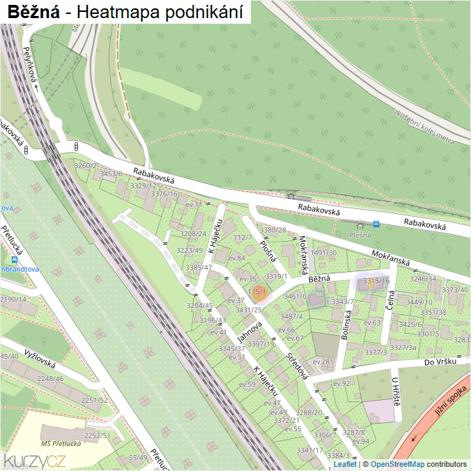 Mapa Běžná - Firmy v ulici.
