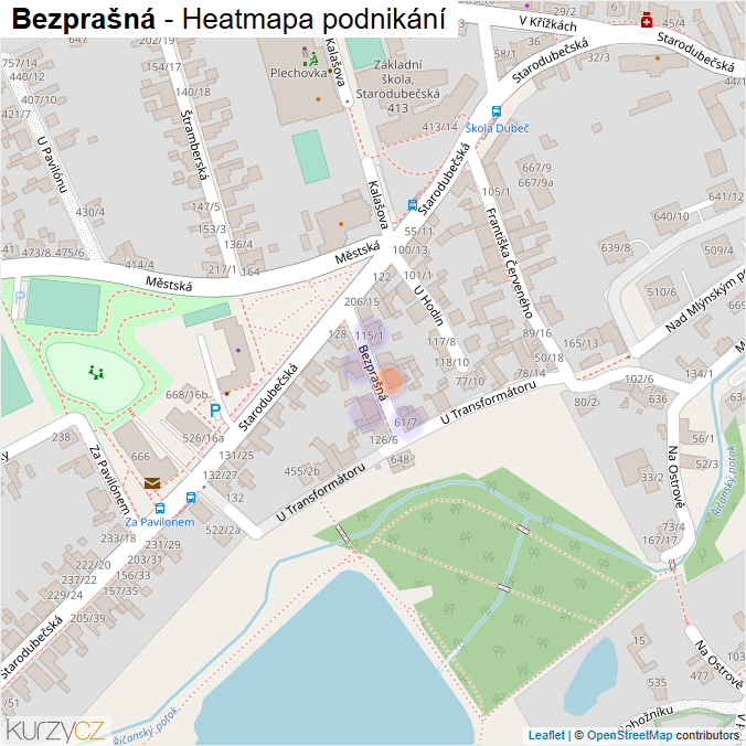 Mapa Bezprašná - Firmy v ulici.